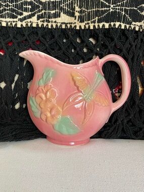 VTG 1940s Hull Pottery Wall Pocket Pink Sunglow Butterfly Pitcher 81 USA